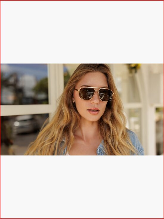 Trendy Square Polarized Aviator Sunglasses for Women, Retro 80s 90s Metal Frame main image 4